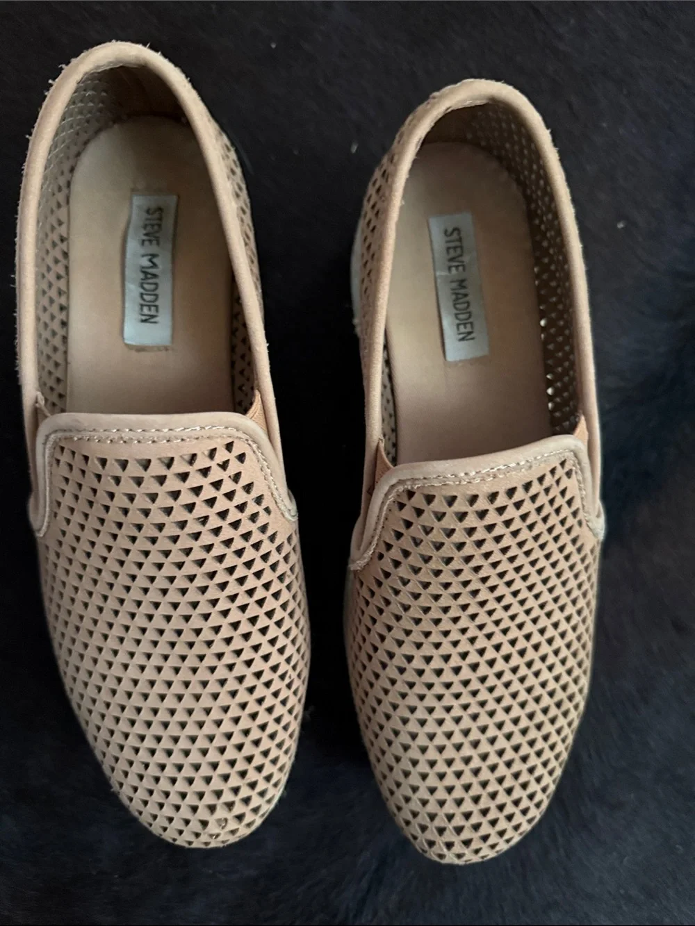 Steve Madden Nude Perforated Espadrille Platform Slip-On Sneakers